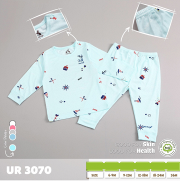 Bộ sơ sinh dài tay cài vai Petit họa tiết mới Uala UR3070